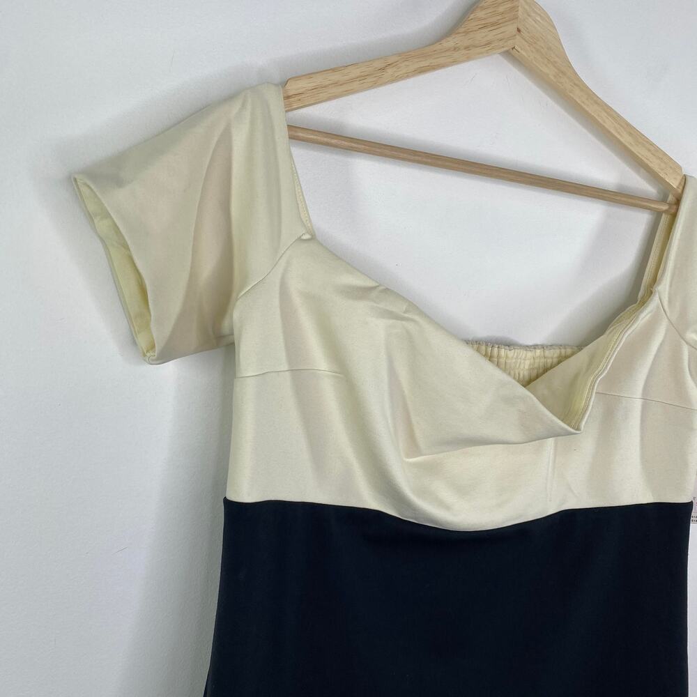 Anthropologie Maeve Cream Navy Blue Mini Dress Womens Size LP Large Petite NWT - Picture 5 of 10